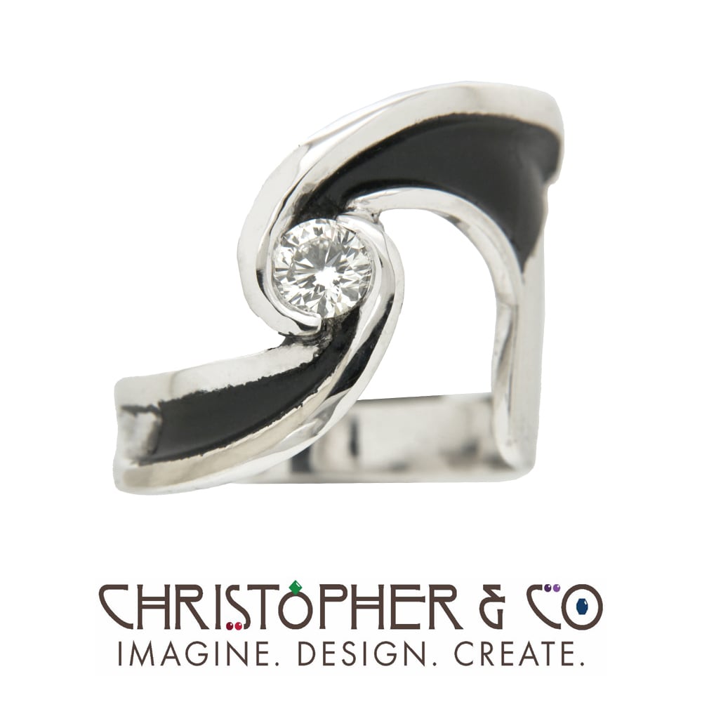 CMJ F 21098 White gold ring set with diamond designed by Christopher M. Jupp  Image: CMJ F 21098 White gold ring set with diamond designed by Christopher M. Jupp