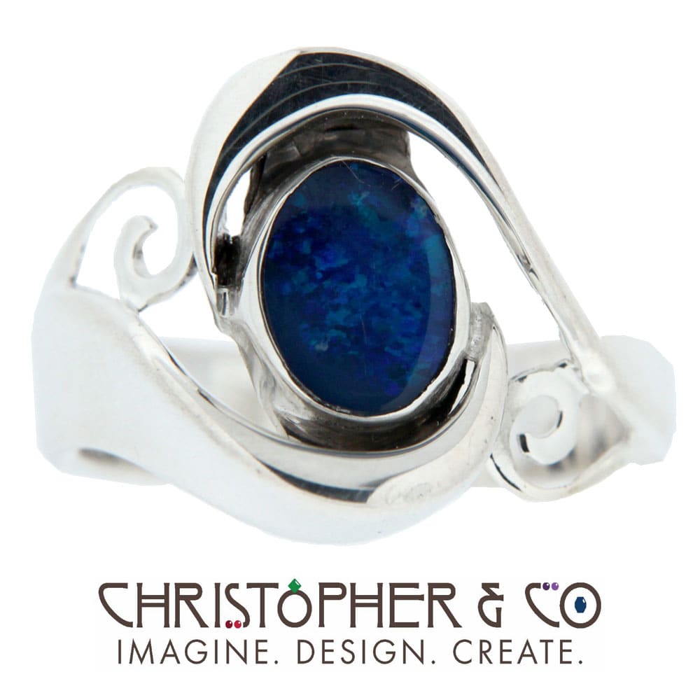 CMJ H 13103    Sterling silver ring set with opal doublet designed by Christopher M. Jupp  Image: CMJ H 13103    Sterling silver ring set with opal doublet designed by Christopher M. Jupp
