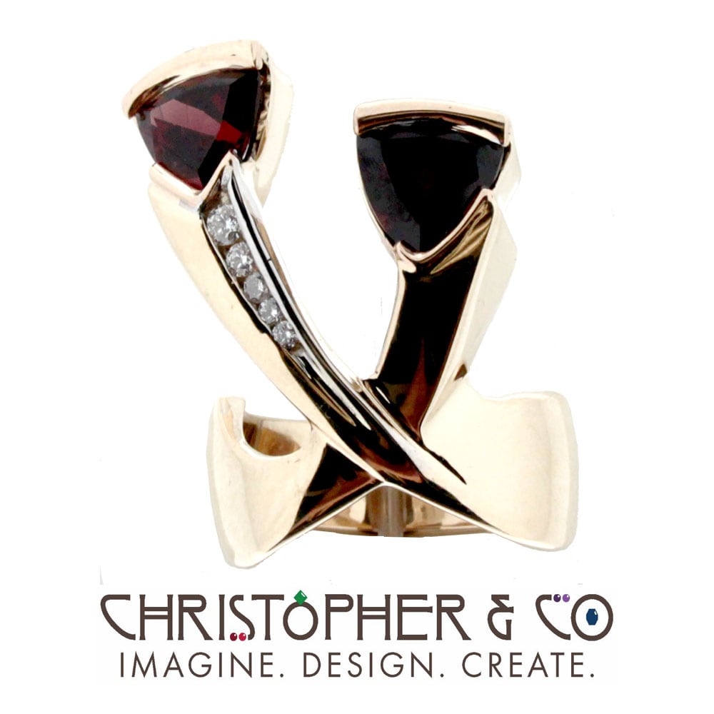 CMJ H 13133    Gold ring set with garnets & diamonds designed by Christopher M. Jupp.  Image: CMJ H 13133    Gold ring set with garnets & diamonds designed by Christopher M. Jupp.