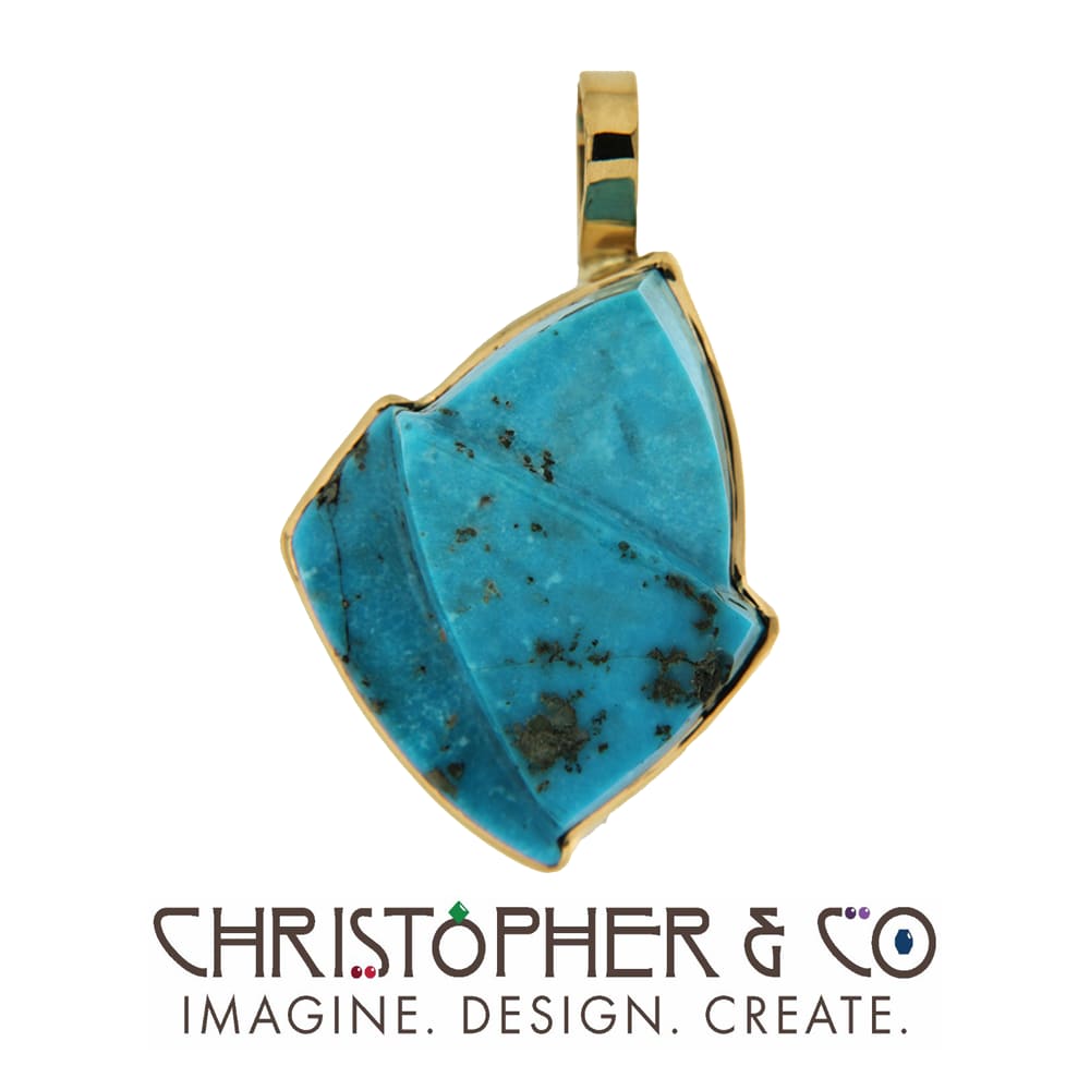 CMJ J 22035  Gold pendant set with Sleeping Beauty turquoise designed by Christopher M. Jupp  Image: CMJ J 22035  Gold pendant set with Sleeping Beauty turquoise designed by Christopher M. Jupp