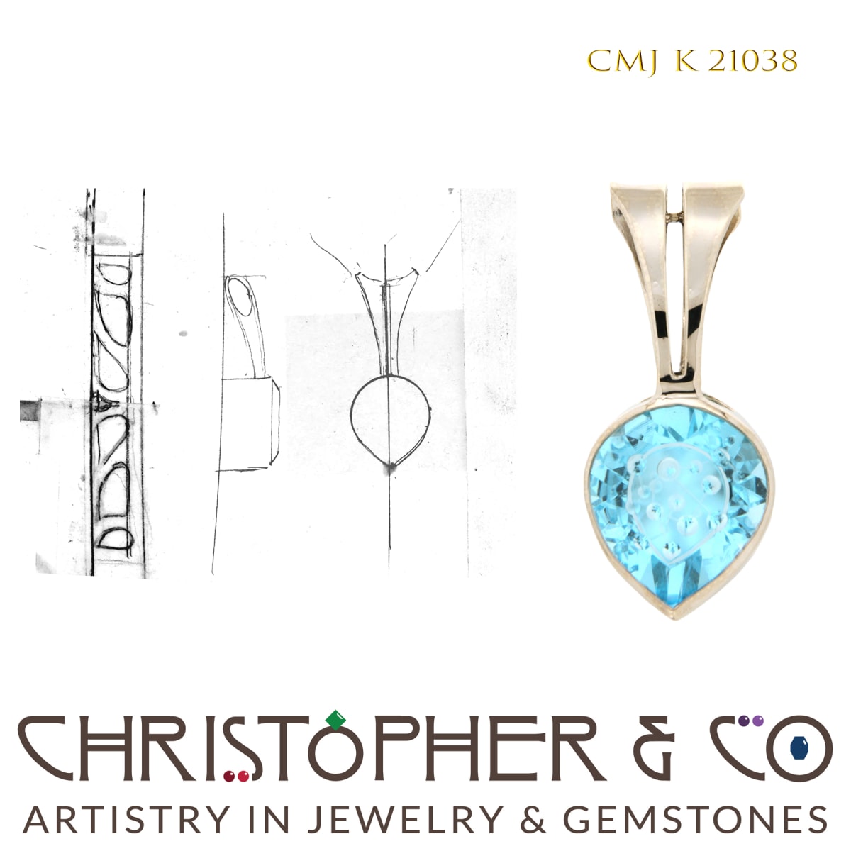 CMJ K 21038  White Gold Pendant designed by Christopher M. Jupp. 