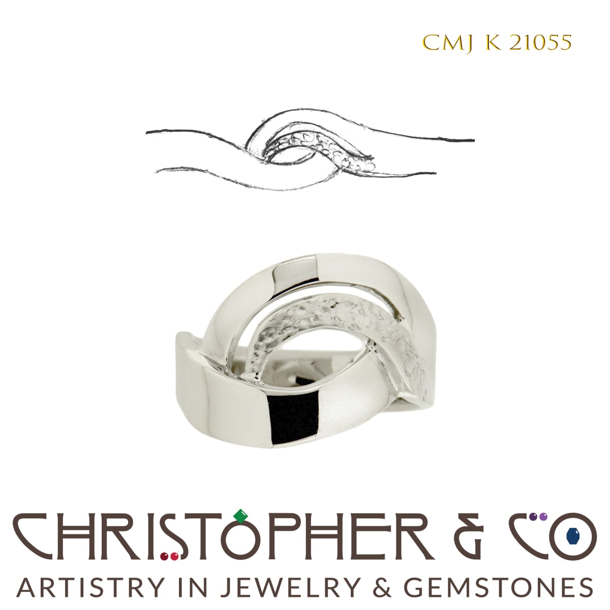 CMJ K 21055 Platinum Ring by Christopher M. Jupp 