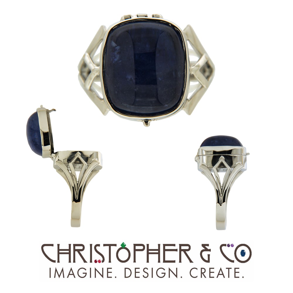 CMJ K 22023  Platinum ring set with tanzanite cabachon designed by Christopher M. Jupp  Image: CMJ K 22023  Platinum ring set with tanzanite cabachon designed by Christopher M. Jupp