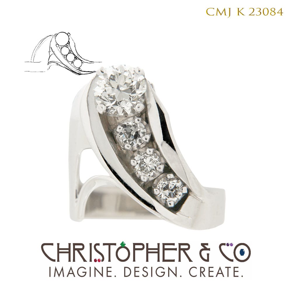 CMJ K 23084  White Gold ring designed by Christopher M. Jupp and set with Diamonds. by Christopher M. Jupp  Image: CMJ K 23084  White Gold ring designed by Christopher M. Jupp and set with Diamonds.