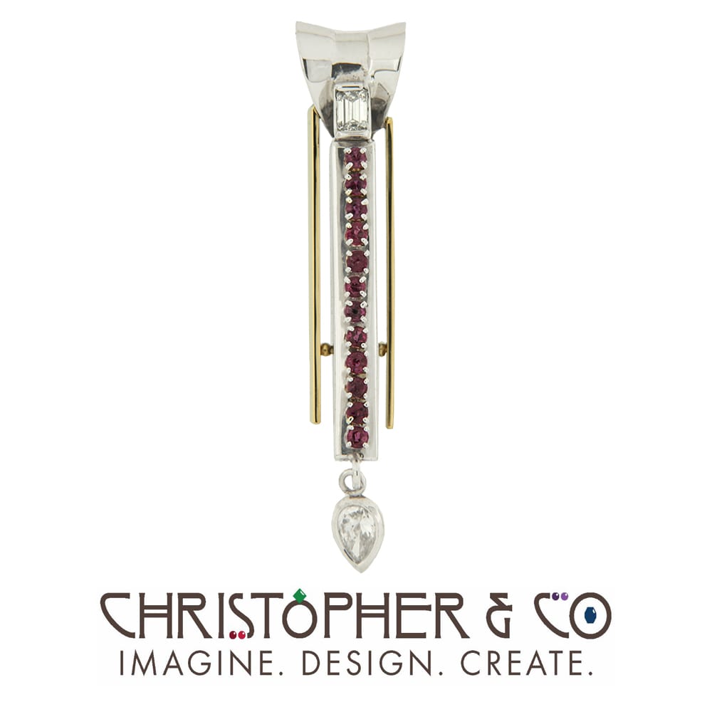 CMJ L 20069   Yellow & White Gold Pendant set with diamonds & rubies designed by Christopher M. Jupp.  Image: CMJ L 20069   Yellow & White Gold Pendant set with diamonds & rubies designed by Christopher M. Jupp.