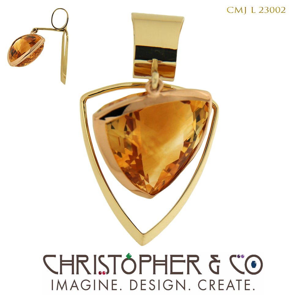 CMJ L 23002  Gold pendant designed by Christopher M. Jupp set with citrine. by Christopher M. Jupp  Image: CMJ L 23002  Gold pendant designed by Christopher M. Jupp set with citrine.
