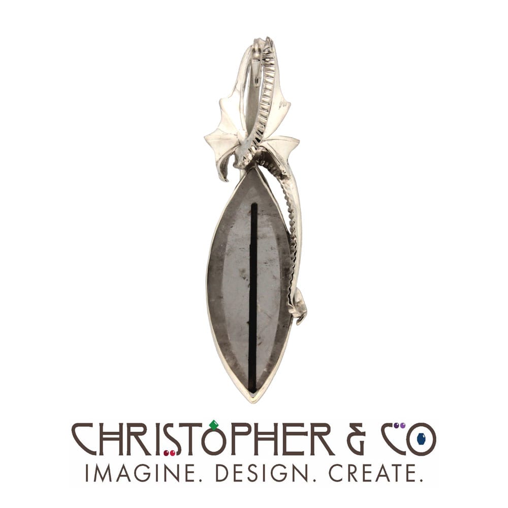 CMJ N 13053    Sterling silver pendant set with tourmalated quartz designed by Christopher M. Jupp.  Image: CMJ N 13053    Sterling silver pendant set with tourmalated quartz designed by Christopher M. Jupp.