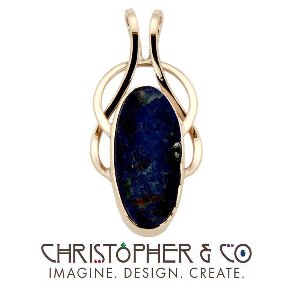 CMJ N 13157    Gold pendant set with lapis lazuli designed by Christopher M. Jupp.  Image: CMJ N 13157    Gold pendant set with lapis lazuli designed by Christopher M. Jupp.