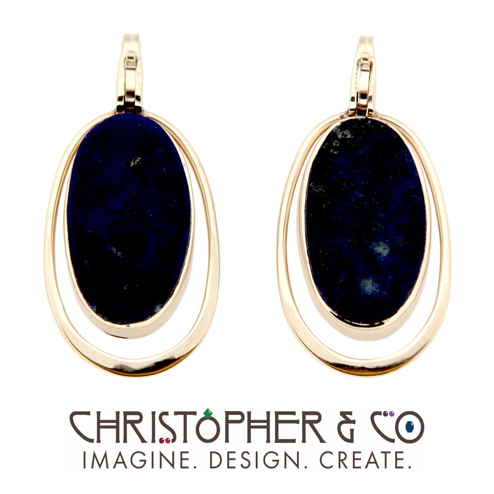 CMJ N 13158    Gold element pair set with lapis lazuli designed by Christopher M. Jupp  Image: CMJ N 13158    Gold element pair set with lapis lazuli designed by Christopher M. Jupp