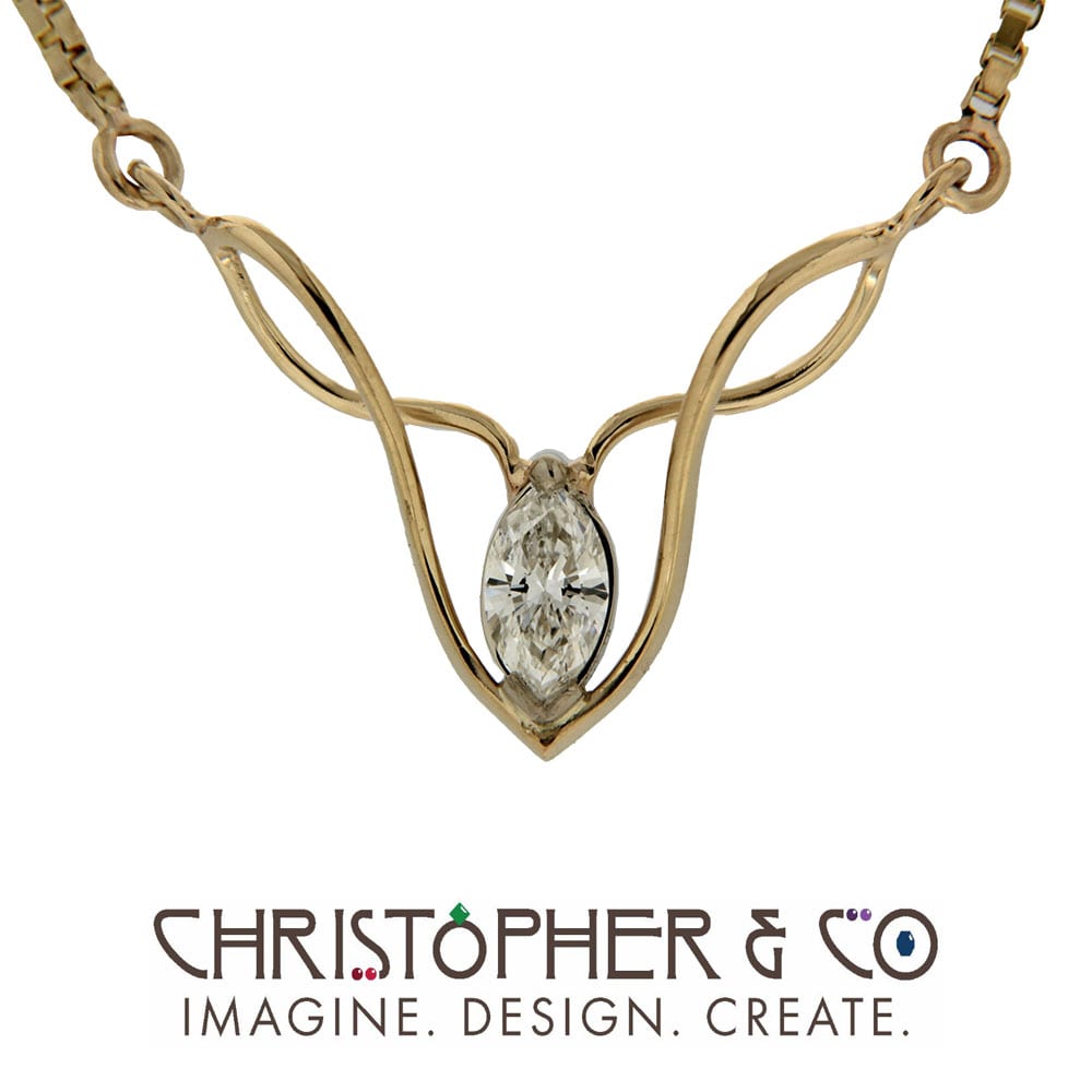 CMJ P 21087   Gold Necklace set with marquis cut diamond designed by Christopher M. Jupp.  Image: CMJ P 21087   Gold Necklace set with marquis cut diamond designed by Christopher M. Jupp.
