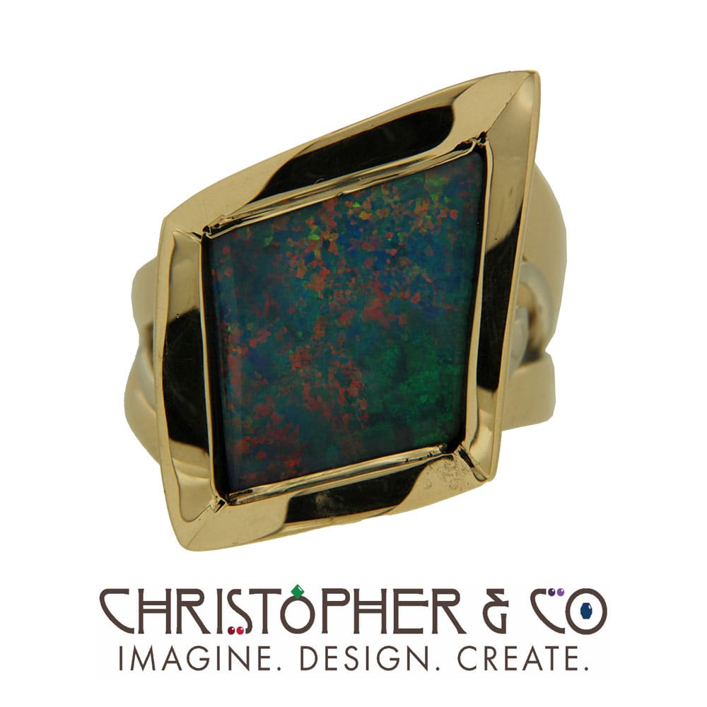 CMJ P 21158  Gold Ring set with opal doublet designed by Christopher M. Jupp  Image: CMJ P 21158  Gold Ring set with opal doublet designed by Christopher M. Jupp