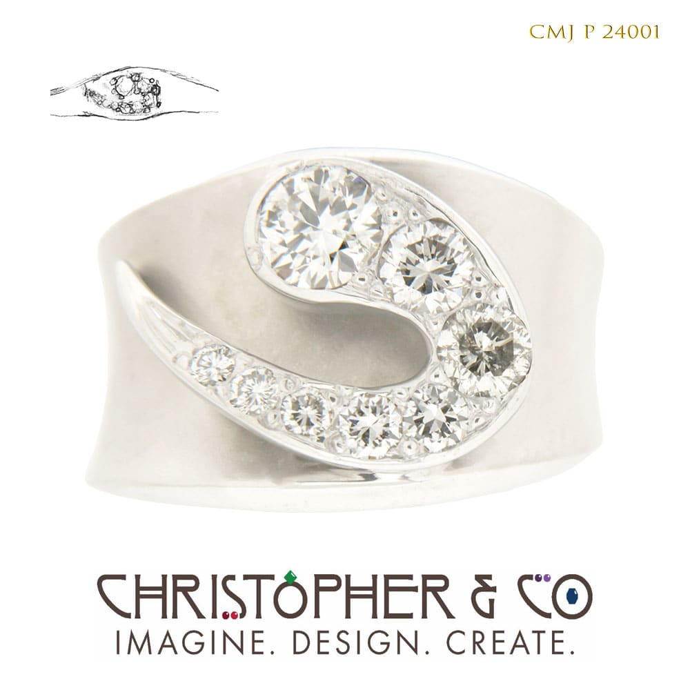 CMJ P 24001  White gold rings set with diamonds designed by Christopher M. Jupp. by Christopher M. Jupp  Image: CMJ P 24001  White gold rings set with diamonds designed by Christopher M. Jupp.