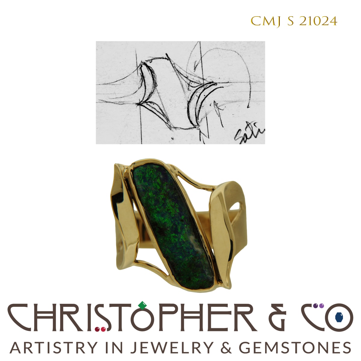 CMJ S 21024 Gold Ring by Christopher M. Jupp Set with Boulder Opal  Image: CMJ S 21024 Gold Ring by Christopher M. Jupp Set with Boulder Opal
