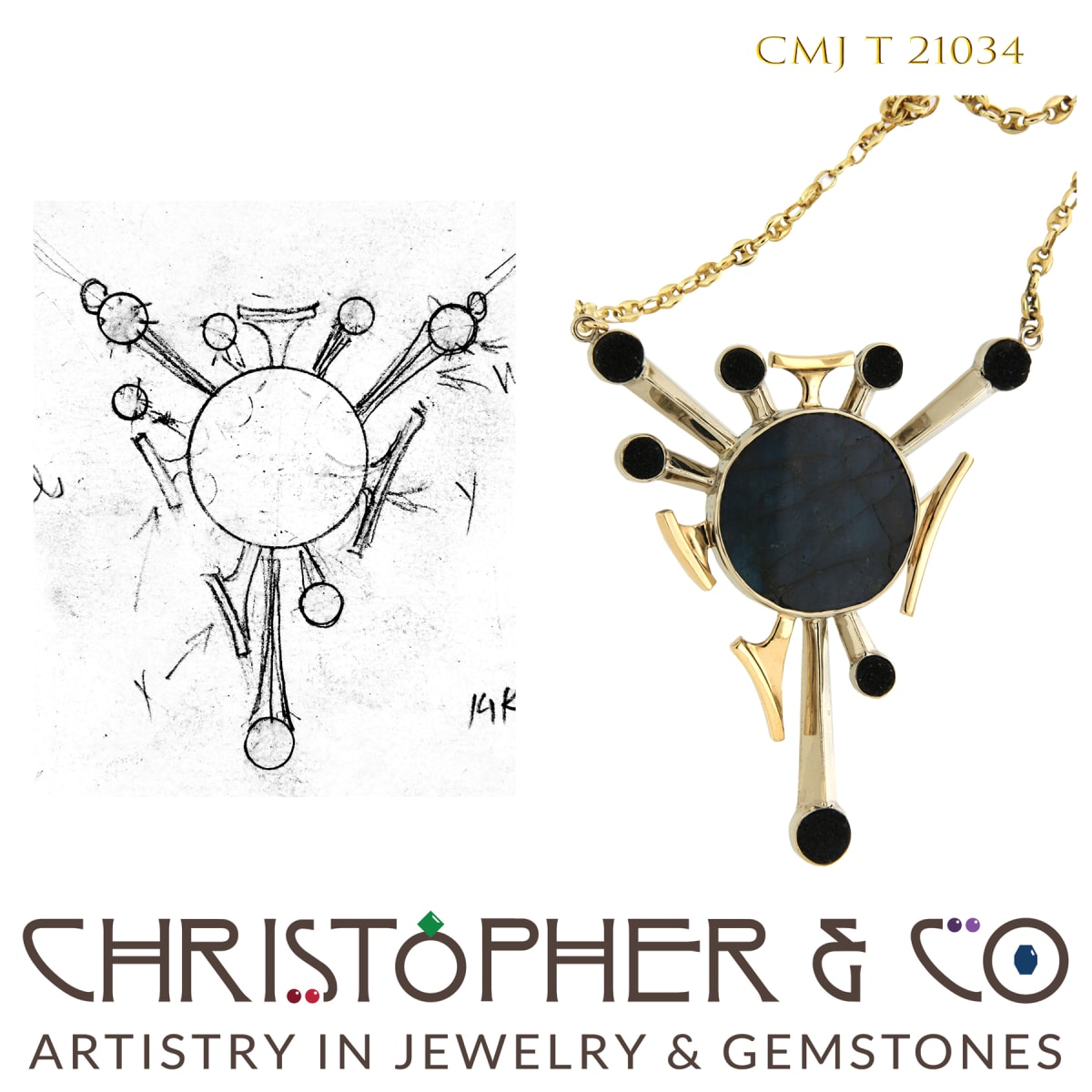 CMJ T 21034  Yellow and White Gold Pendant by Christopher M. Jupp 
