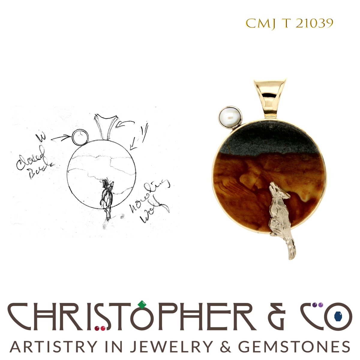 CMJ T 21039  Yellow and White Gold Pendant by Christopher M. Jupp 