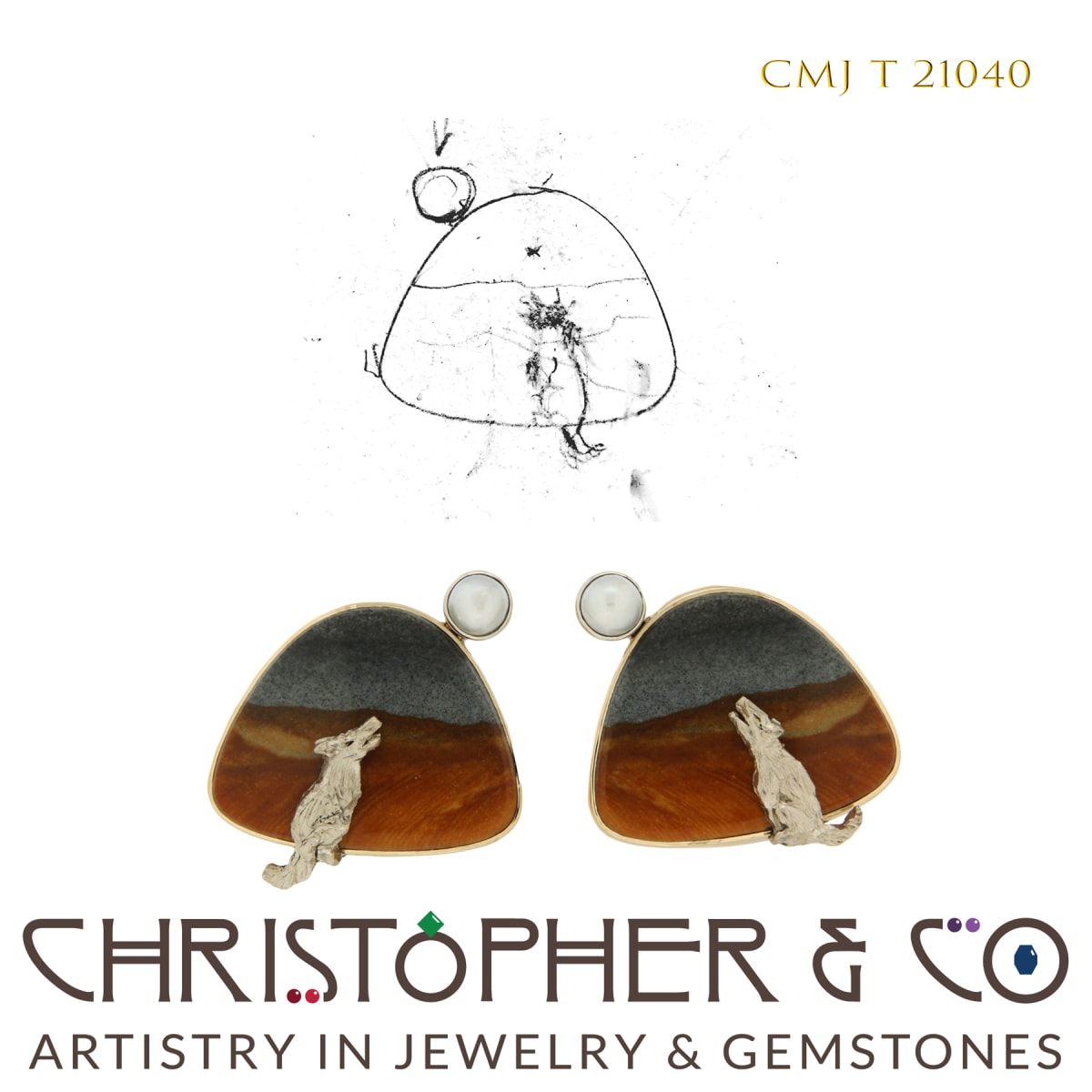 CMJ T 21040  Gold Earring Pair by Christopher M. Jupp 