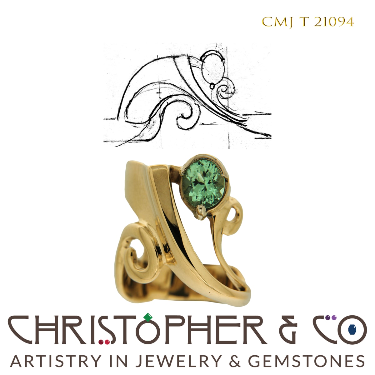 CMJ T 21094  Gold Ring designed by Christopher M. Jupp set with Grossular Garnet  Image: CMJ T 21094  Gold Ring designed by Christopher M. Jupp set with Grossular Garnet