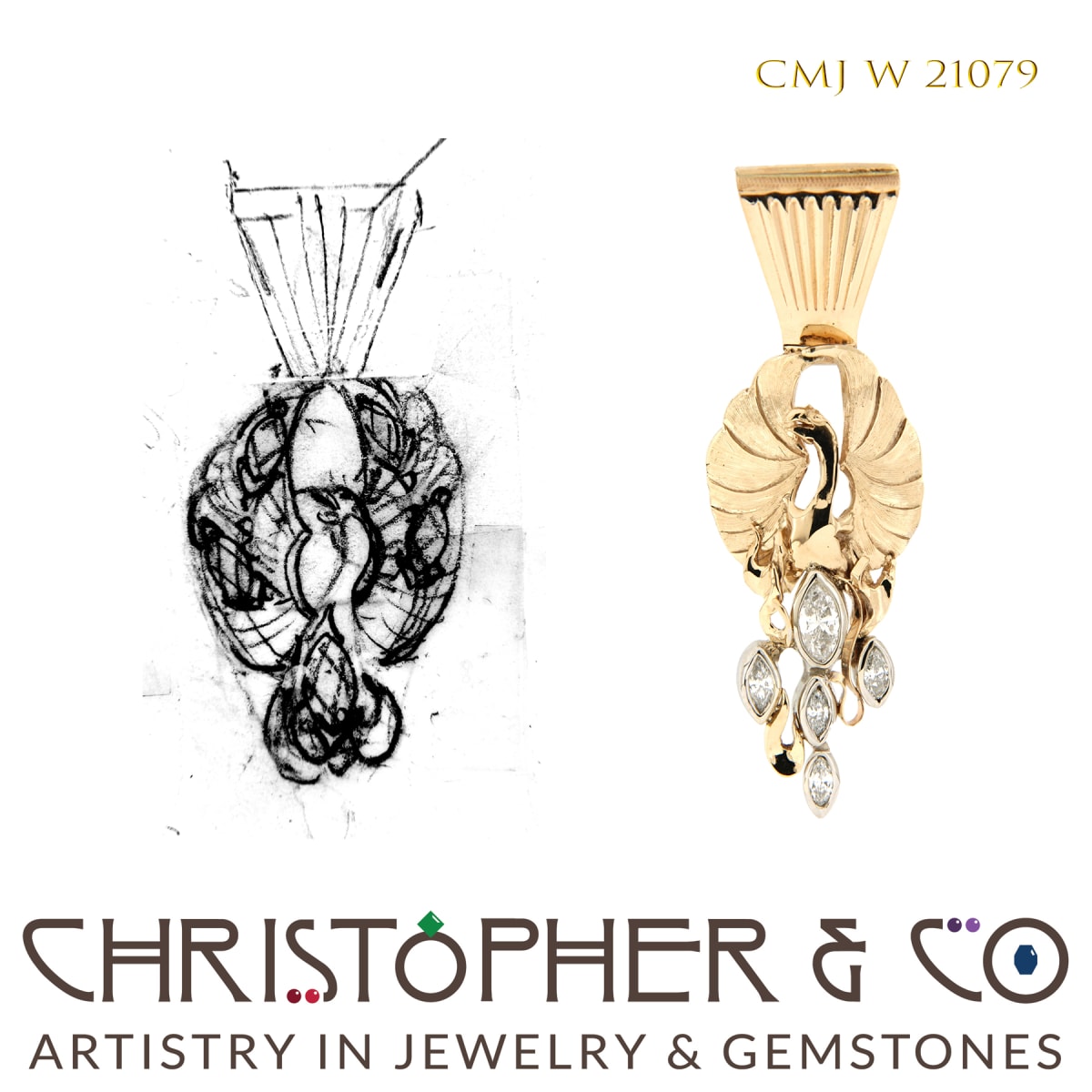CMJ W 21079  Gold Pendant by Christopher M. Jupp 