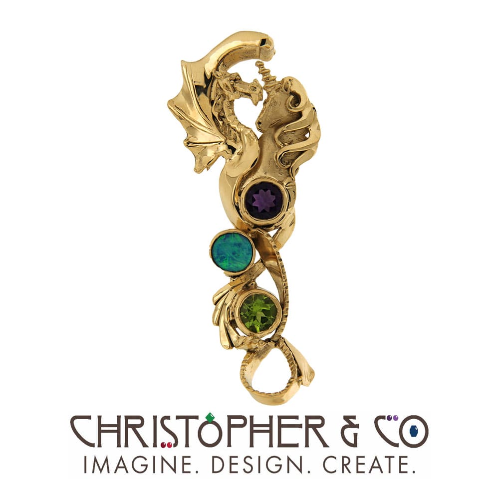 CMJ W 22017  Gold pendant set with amethyst, peridot and opal designed by Christopher M. Jupp  Image: CMJ W 22017  Gold pendant set with amethyst, peridot and opal designed by Christopher M. Jupp