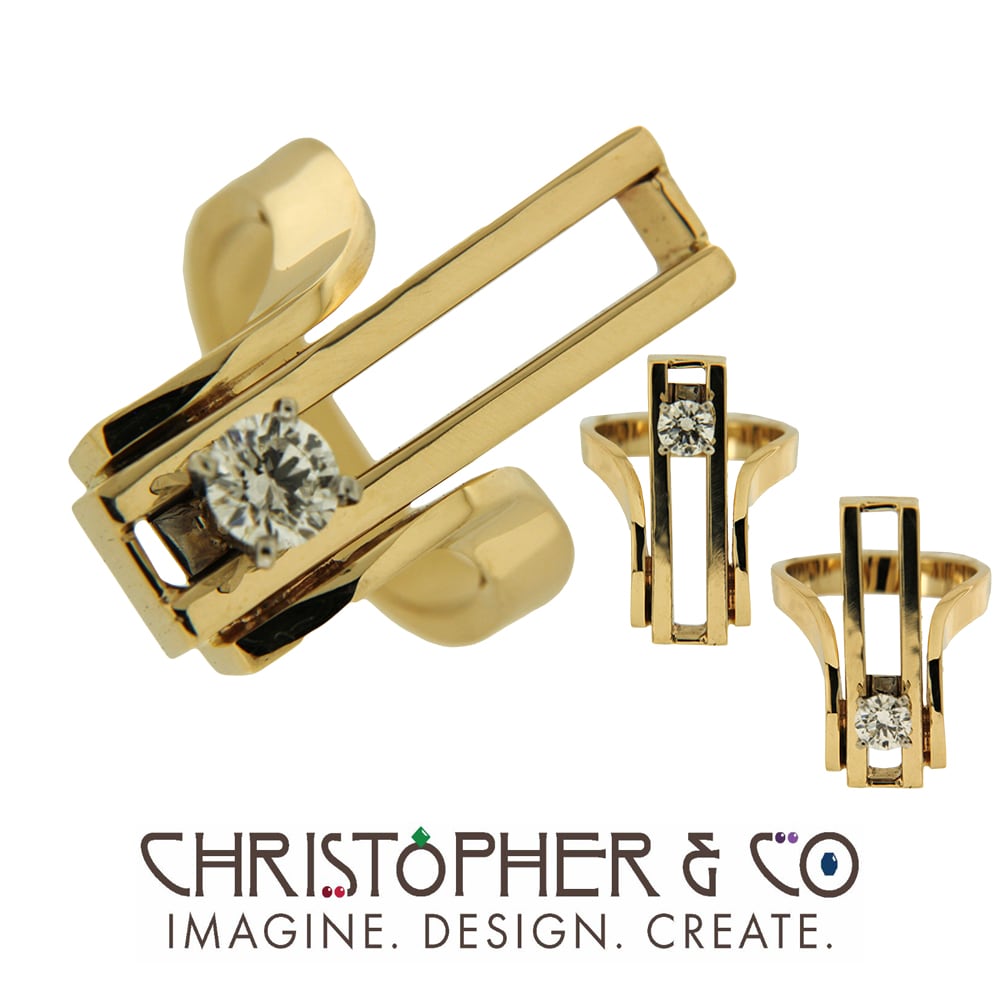 CMJ W 22018   Gold sliding gemstone diamond ring by Christopher M. Jupp., Image 1.