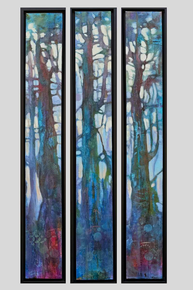 Forest Blues- Triptych by C Mawle Art 
