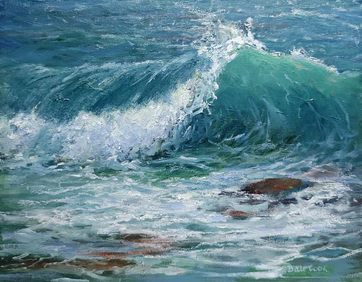 Tumbling Teal Waters by Dale Cook  Image: Tumbling Teal Waters, Oil on cradled board, Dale Cook