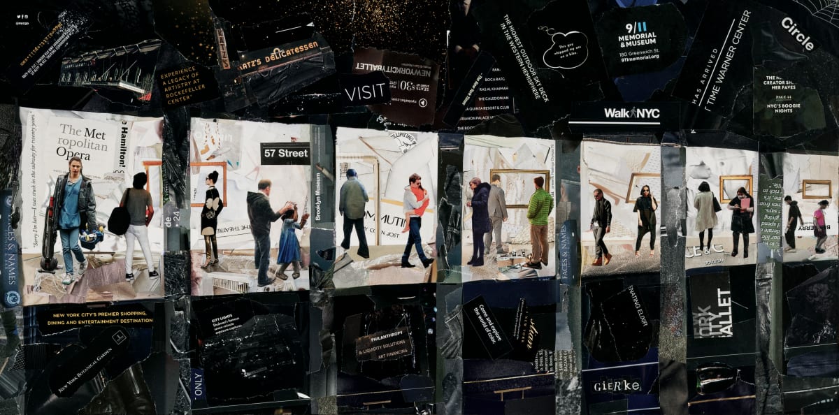 57th Street by Vera Gierke  Image: From photos taken while spending time in New York city subways, I’ve created collages using my imagination to reflect what one might find while awaiting a train. It reflects much of the separateness and distance often found in New York City