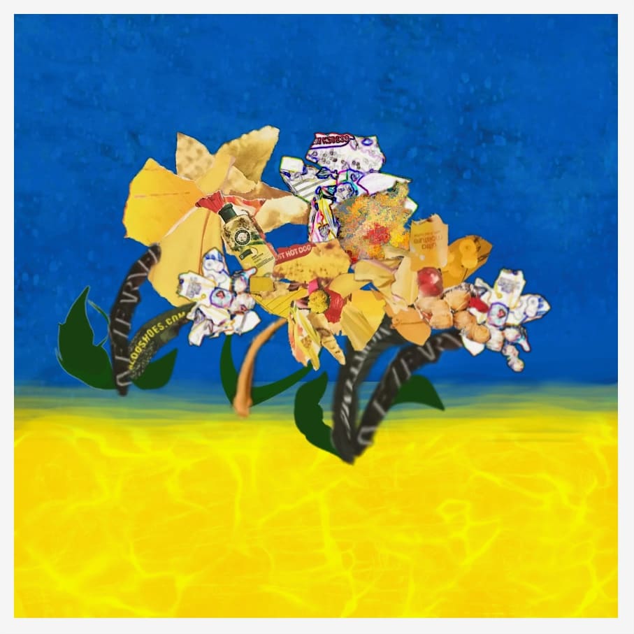 Make Art, Not War  Image: This was created in photoshop using flowers from an analog collage and designs from procreate