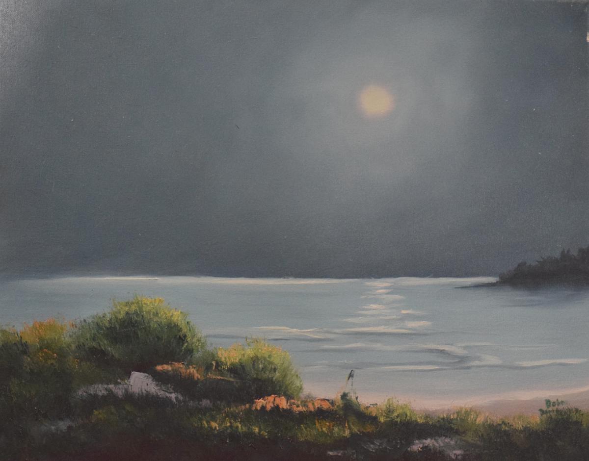 Moonlight and Memory by Debra Davis  Image: Some nights leave an impression that lingers — soft light on water, a sky so quiet it almost hums, and a feeling you can’t quite name. “Moonlight and Memory” is a tender reflection of those moments when beauty and stillness meet beneath a silver moon.