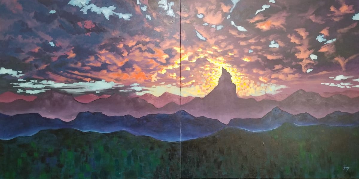 The Lonely Mountain by Allison Fox  Image: Diptych of two 36" x 36" canvases