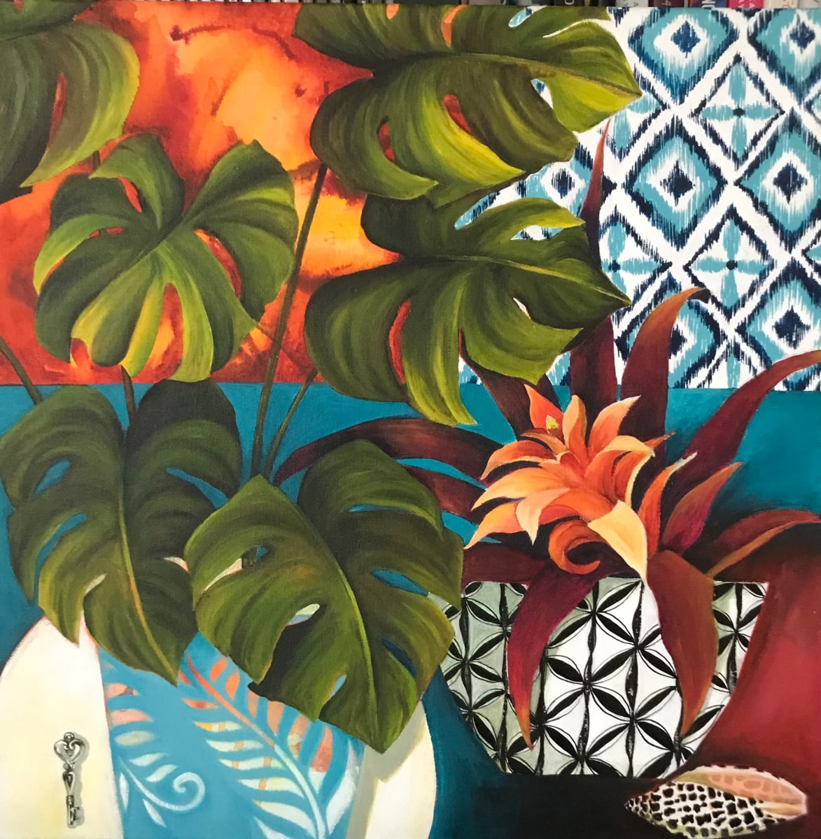 Still Life with Monstera and Junonia Shell 