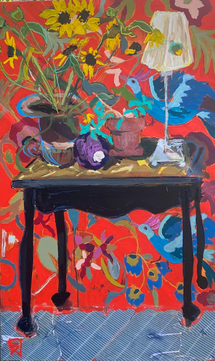 Turquoise Birds by Rhonda Bell Studio 