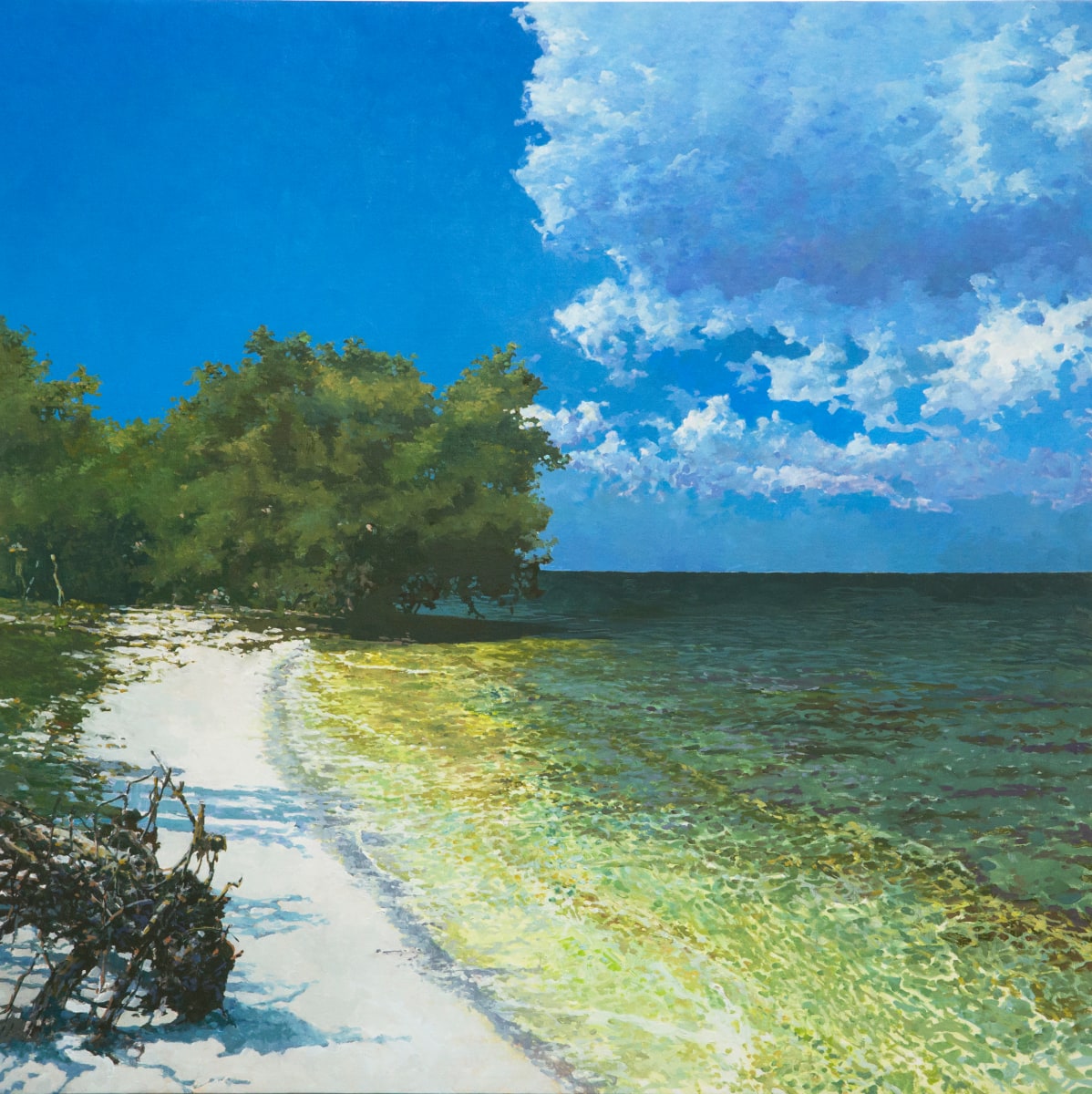 Bay Beach by Bruce Marsh  Image: Seascape in 4 quadrants. This was a proposal for a large painting for a med group in Naples FL. Painted, but I lost the photo of the bigger one.

