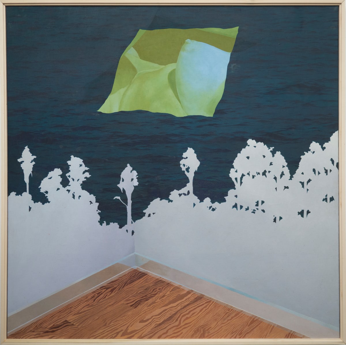 FloorSeaTreesBreast by Bruce Marsh  Image: Floor, wall becomes trees, a dark sea, and a flag for a small country.