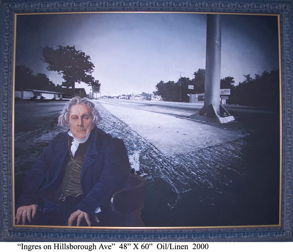 INGRES on HILLSBOROUGH AVENUE by Bruce Marsh  Image: B&W Background was from a pinhole photo I had made of Hillsborough Ave.