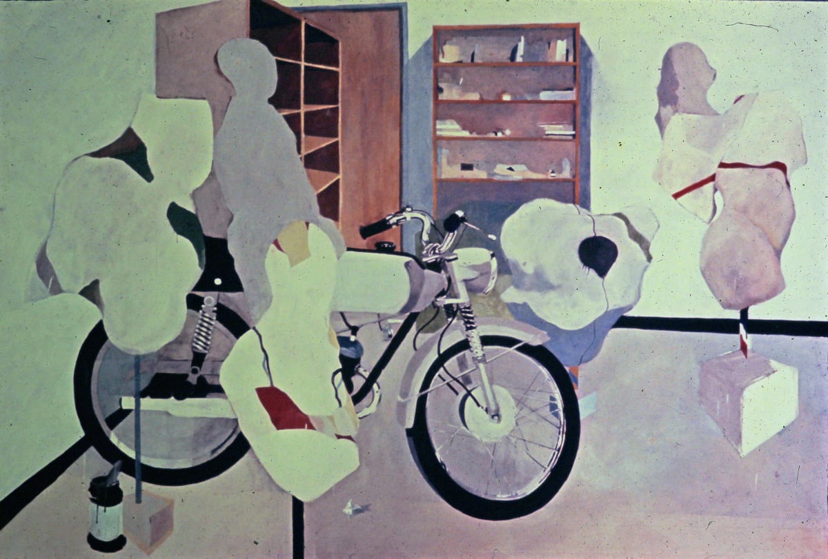 MotorCycle w/Sculpture  Image: Another transistion...East coast from West. My office/studio with imaginary sculpture.