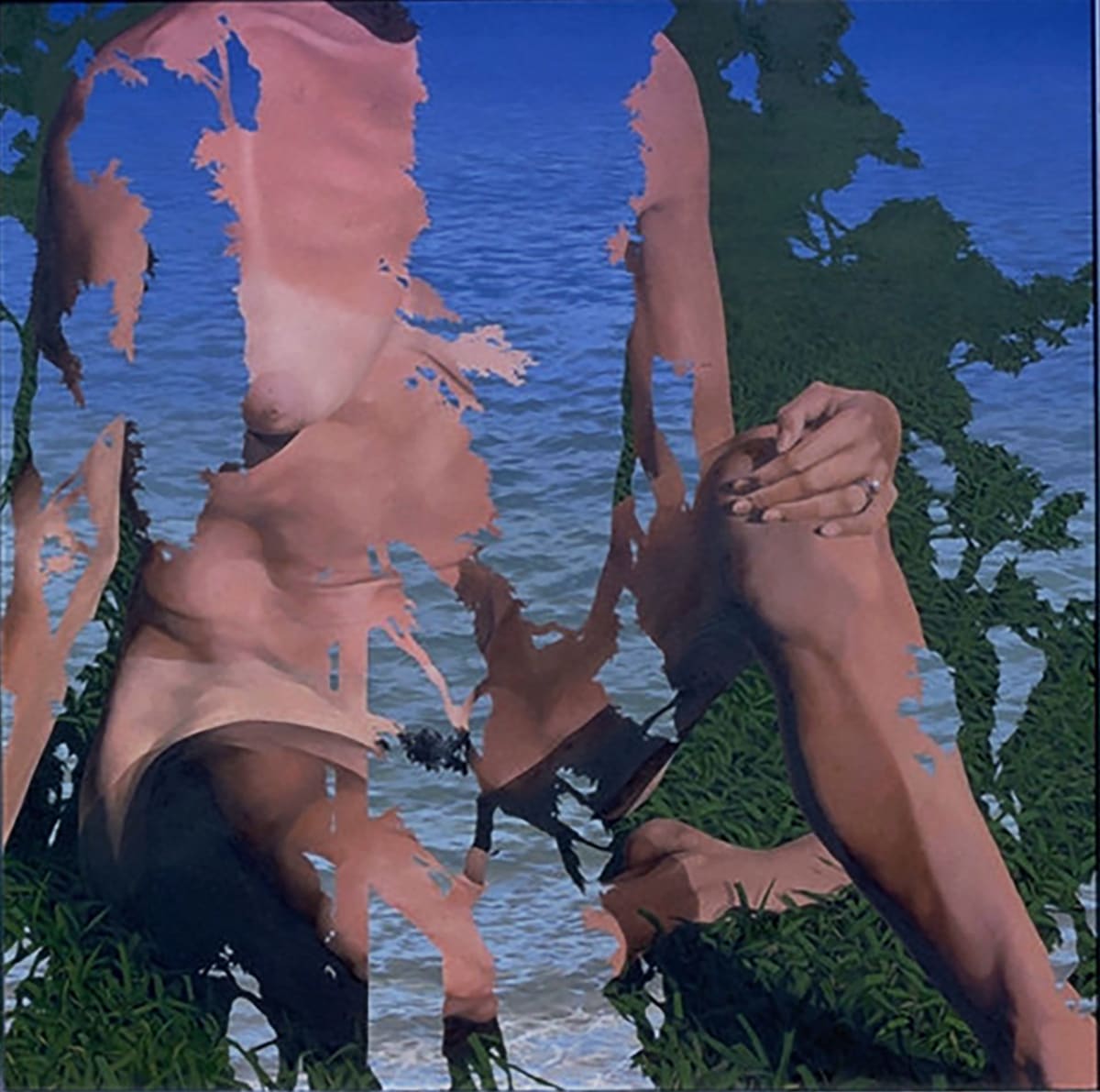 Nude Trees Lake by Bruce Marsh  Image: Figure within the shape of cypress trees.
