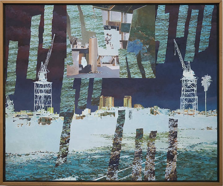 TAMPA w/HERMOSA STUDIO by Bruce Marsh  Image: A complex mix; a negative of a cityscape, a studio from the early 60's, and stripe of water. Thinking of the layers of memory. The collection of Annalise Mabe and Ryan Cheng and Valentina!!