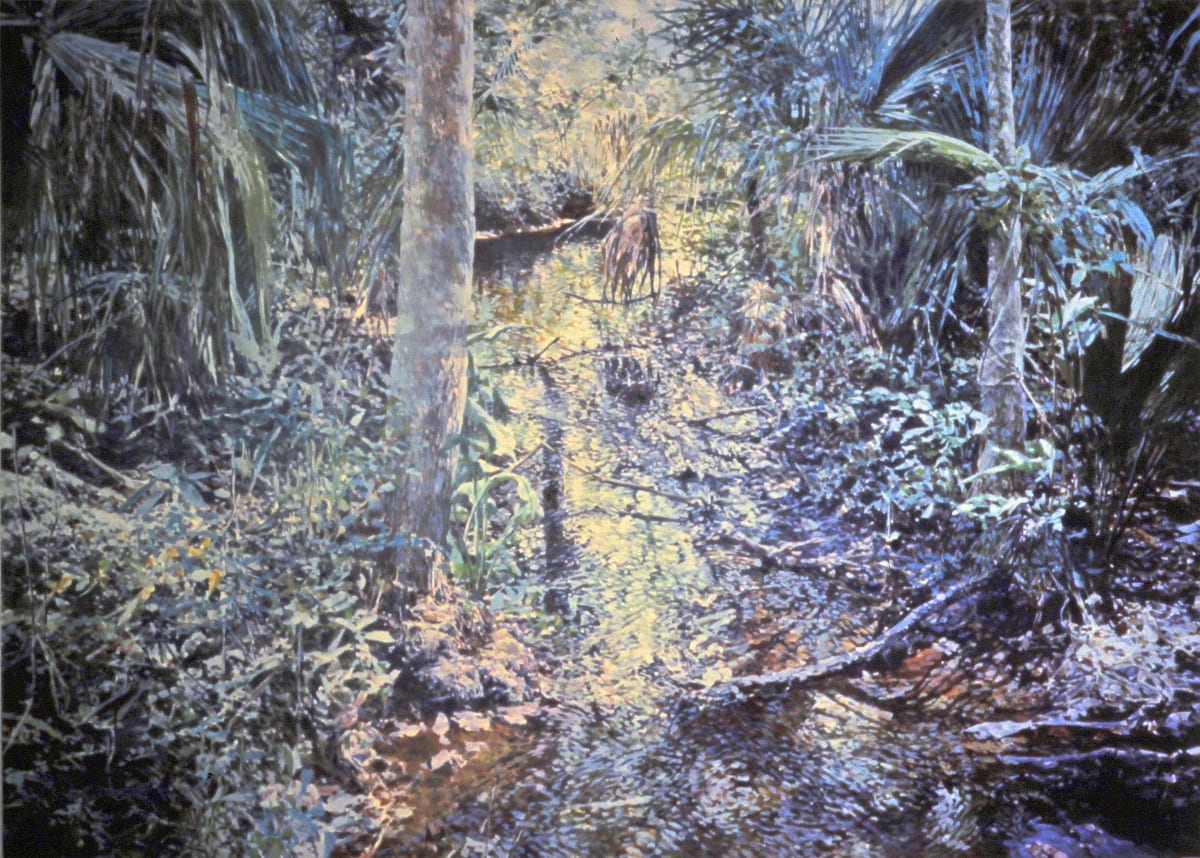 Wekiva (left) by Bruce Marsh  Image: Center panel of three. Commissioned by an Orlando bank. Recently purchased by Emily Tremml, of Vero Beach.
