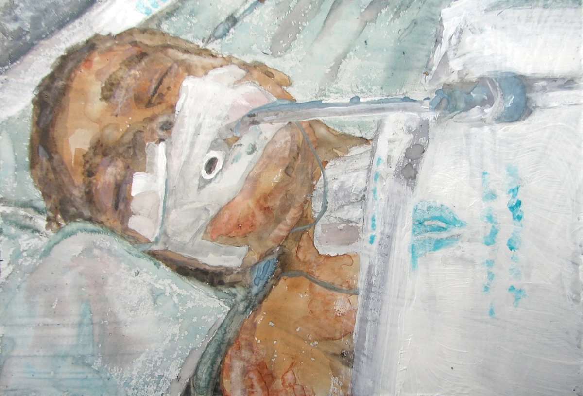 Susurros que Hacen Señas (Beckoning Whisper) by Christopher Miñán Fitzgerald  Image: Christopher Miñán Fitzgerald, "Susurros que Hacen Señas (Beckoning Whisper)", 2016, watercolor on wood, 3.5 x 5 in. watercolor, 19 x 21 x 2.5 in. framed.