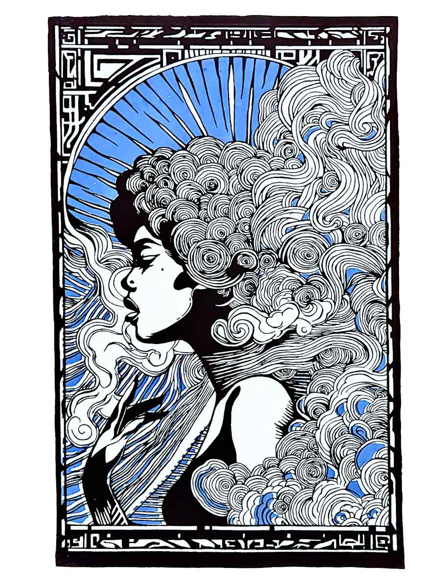Azure by Akina Bednar  Image: Akina Bednar, "Azure", 2024, lithograph, 16 x 10 in.
