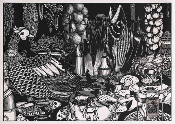 Nothing to Sea Here by Emilee Sheldon  Image: Emilee Sheldon, Nothing to Sea Here, 2024, relief, 31 x 43 in.