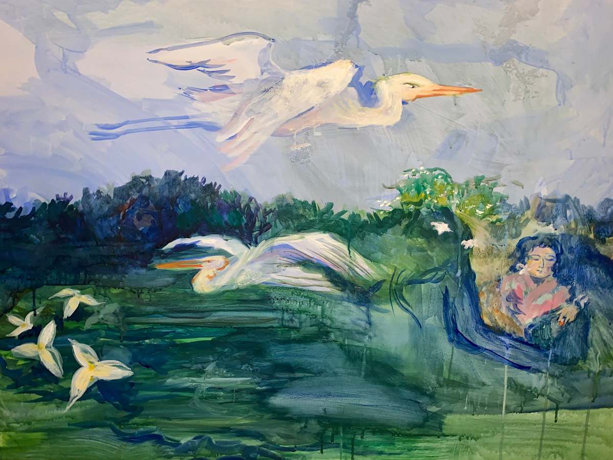 Blue Prelude by Josephine Jules Kellogg  Image: Josephine Jules Kellogg, "Blue Prelude", 2025, acrylic on canvas, 30 x 38 x 1.75 in.