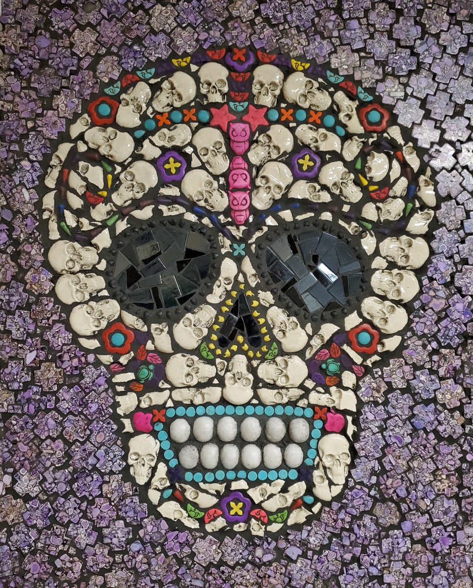 Skull with Purple Background by Pam 