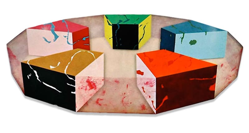 Five-Twelfths by Ronald Davis  Image: Five-Twelfths, 1969, 60 1/2 x 136 inches, (shaped), Moulded Polyester Resin and Fiberglass
Dodecagon Series, (PTG 0080)