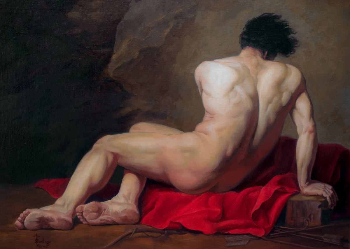 Master Copy of Jacques-Louis David's Male Nude known as Patroclus by Santiago Perez 