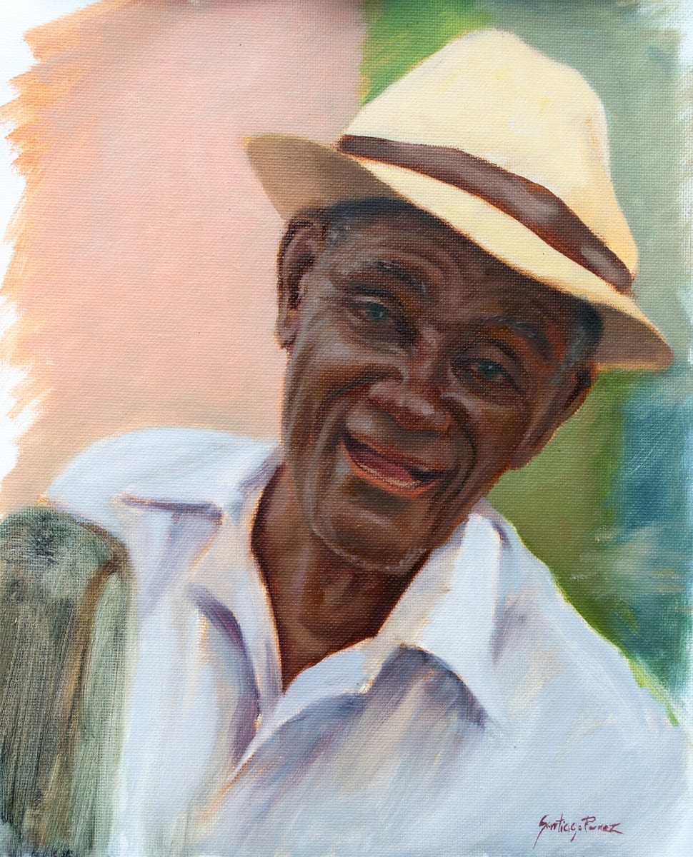 Cuban with Fedora by Santiago Perez 