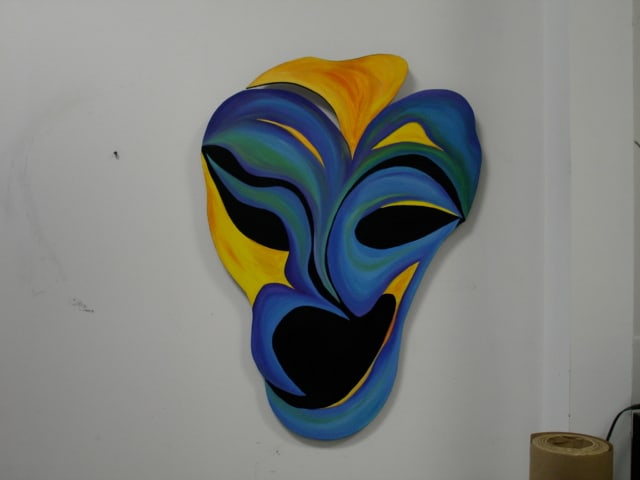 Blue and Orange Mask by Joann Goetzinger 