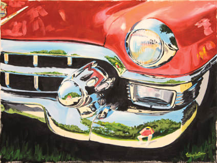Self-Portrait with Red Cadillac by Dave Templeton 