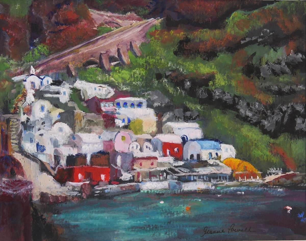 Old Santorini Harbor by Jeanne Powell 